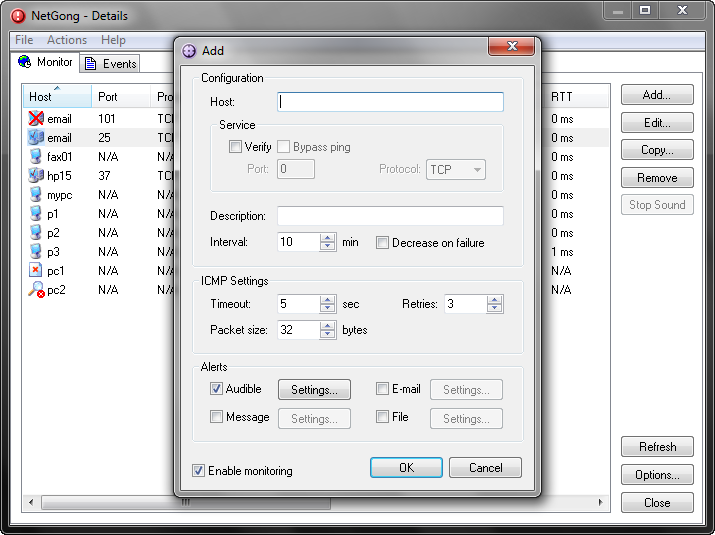 Monitor connectivity and device availability of your network.